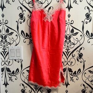 Victoria's Secret Red Chemise with Lace Trim